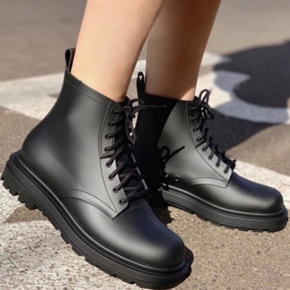 Melissa Shoes - MELISSA Cotourno Black Combat Womens Boots NEW